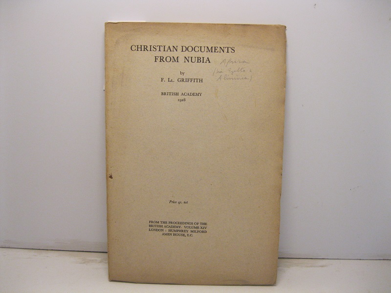 Christian documents from Nubia. British Academy 1928